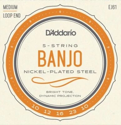 D'Addario Banjo Strings Nickel Steel Loop End Medium EJ61 - Image 1 of 4