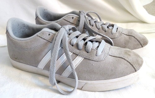 Sneakers Adidas NEO Courtset in pelle scamosciata grigia e bianca taglia 7