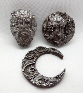 Resin green man, green woman, moon set pagan/witch/goth/halloween - Picture 1 of 4