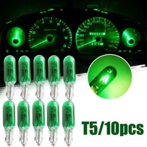 10x Green W2W T5 Auto Car Dashboard Lights Panel Gauge Halogen Lamps Bulbs LED - Picture 1 of 10
