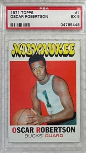 1971-72 Topps Basketball Card #1 OSCAR ROBERTSON Milwaukee Bucks PSA 5 - Picture 1 of 2