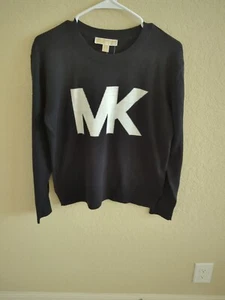 Michael Kors women`s signature MK logo knit sweater Size Small Black - Picture 1 of 7