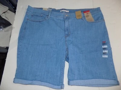 LEVI SLIM BERMUDA ENROLLADA ELÁSTICA TIRO MEDIO TALLA GRANDE 26W - AZUL NUEVO CON ETIQUETAS Foto 1 de 2