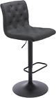 Tufted Fabric Bar Stool, Adjustable Swivel Counter Height Barstool with Back, Up