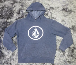 Volcom Hoodie Womens Small Blue Logo Sweatshirt Pullover Pocket Skate Surf Flaws - Picture 1 of 13