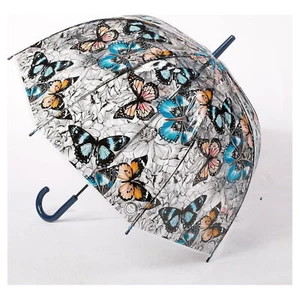 Ombrello da donna a cupola trasparente con gabbia per uccellini apertura automatica lunghezza da passeggio trasparente Brolly - Foto 1 di 8