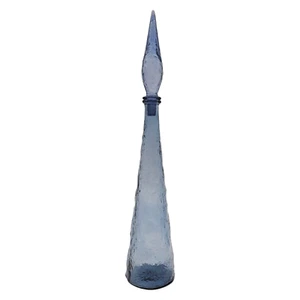 VTG Periwinkle Florentine Empoli Crinkle Glass Decanter Bottle 22” Italy - Picture 1 of 12