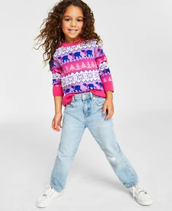Holiday Lane Youth Girls Size XL Snowflake Bear Crewneck Sweater in Pink $40 319 - Picture 1 of 7