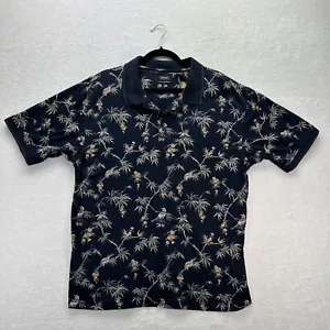 Izod Shirt Mens Large Blue Polo Hawaiian Floral Short Sleeve Mercerized Cotton - Picture 1 of 10