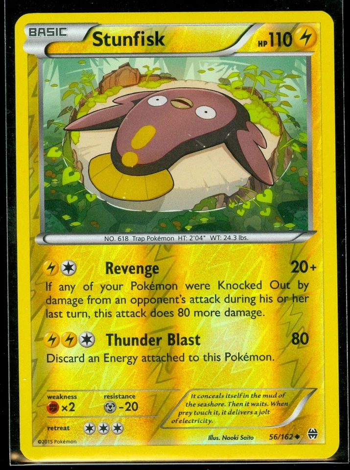 Pokemon STUNFISK 56/162 - XY BREAKthrough - Rev Holo - MINT - Image 1 of 1