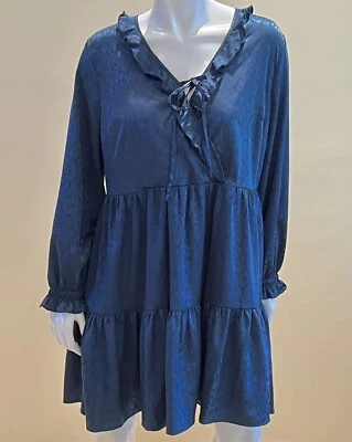 Vestido de seda azul manga larga Emma & Michele talla M para mujer Foto 1 de 4