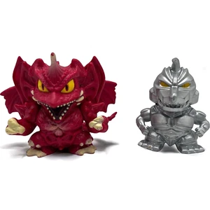 Godzilla Destroyah Bandai Chibi and Mechagodzilla Chibi Silver Miniature Figures - Picture 1 of 18