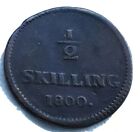 1800 Sweden 1/2 Skilling Riksgalds Copper Coin King Gustav Iv Adolf