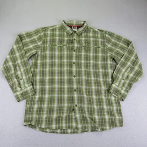 North Face Shirt Mens Large Gree Plaid Button Up Mesh Lined Modal Blend Hiking - Picture 1 of 10