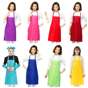 Solid Color Apron Kitchen Restaurant Waterproof Oil-proof Apron Reusable Durable - Picture 1 of 15