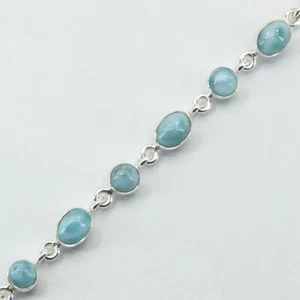 Pulsera Larimar Natural Azul Caribe con Extensor PLATA ESTERLINA 925 #0026 - Imagen 1 de 5