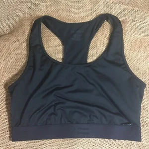 TomboyX Essential Womens Sports Bra Black Cotton Blend Small Mesh Panel - Picture 1 of 5