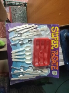 Super Posate Giocattolo Vintage Per Bambini In Plastica Anni Settanta Ottanta - Foto 1 di 2