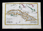 1780 BONNE rare Map of Central America, Caribbea, Cuba, Antilles, Havana, Jamaic