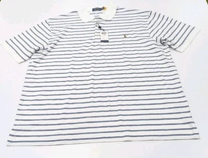 Mens Polo Ralph Lauren Polo Shirt Striped Blue Big & Tall Cotton Sz 2XB - Picture 1 of 9