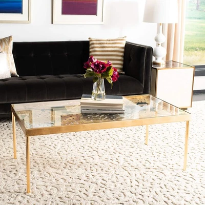 Home Leilani Gold Leaf Palm Leaf Glass Top Coffee Table - Image 1 of 4
