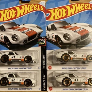 HOT WHEELS 2024 122 SHELBY COBRA DAYTONA COUPE WALGREENS EXCLUSIVE GULF WHITE X4 - Picture 1 of 8