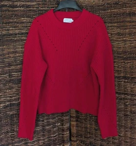 Tanya Taylor Wolle Grobstrick Pullover Medium Rot Weihnachten Urlaub Party Boho - Bild 1 von 8