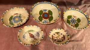 5  Vintage MCM Handcrafted  Tlaquepaque Type Mexican Bowls Various Designs. - Picture 1 of 24