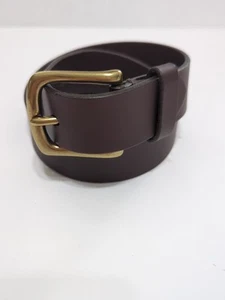 Gap Brown Leather Belt Brass Buckle Boys Size Large Waist 26-31" Made In USA NEW - Picture 1 of 12