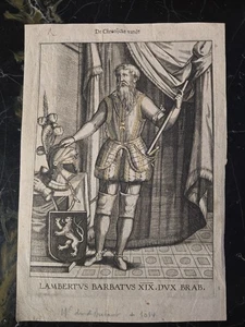 Lambert Comte De Louvain Gravure Debut 17th Xviieme 1610 - Bild 1 von 3