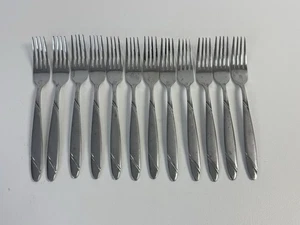 12 Salad Forks Oneida RISOTTO 18/10 Stainless Frosted Handle 6 3/4" - Picture 1 of 5