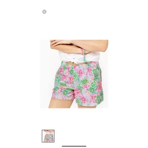 NWOT Lilly Pulitzer Lilo Linen Shorts Surf Blue So Shellegant Size Small Floral - Picture 1 of 4