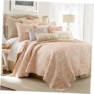  - Juego de edredón de abeto -/colcha Cal (106x92 pulgadas) + Dos fundas de almohada King Coral Foto 1 de 4