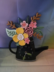 Allen Designs Teapot with Flowers Sculpted Pendulum Wall Clock - Picture 1 of 5