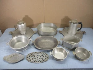 Vintage Guardian Service Ware Aluminum Cookware Lot 14 pc Platters Pots Lids (B) - Picture 1 of 24