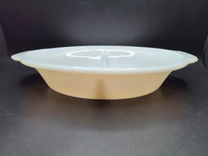 Vintage Fire-King Peach Luster Ware Oval Divided Serving Bowl #488 USA - Picture 1 of 11