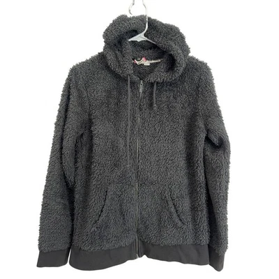 Roxy Charcoal Gray Fuzzy Zip Up Hooded Sweatshirt - Size Large - Image 1 of 4