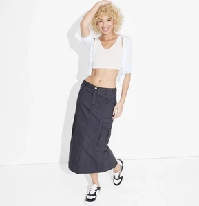 NUEVO CON ETIQUETAS: Maxi Falda Carga Gótica Grunge Wild Fable - Gris Oscuro - Talla Pequeña - Imagen 1 de 2