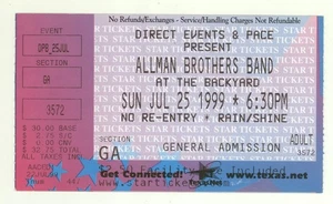 Allman Brothers Band 7/25/99 Bee Cave TX Rare Ticket Stub! Austin - Picture 1 of 1