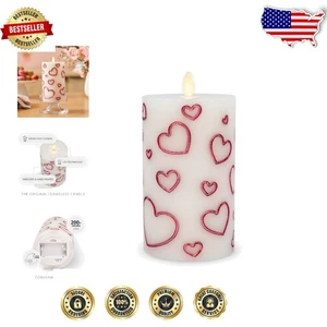 Debossed Hearts Flameless Candle - Metallic Magenta - 6.5" - Romantic Glow - Picture 1 of 11
