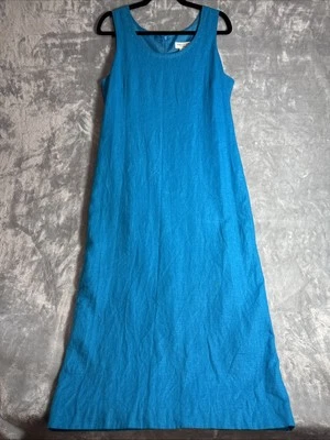 Maxi Vestido De Colección Lino Modesto Pradera Estilo Maestro Años 90 Bordado Casa 12P Foto 1 de 4