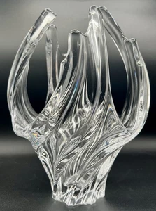 Vintage COFRAC Art Verrier France 11" Pulled Crystal Abstrakte Kunst Glas Vase - Bild 1 von 12