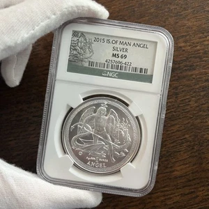 2015 Isle Of Man Angel Silver MS 69 NGC - Picture 1 of 2