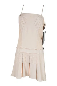 EDUN Blush Pink Silk Lace Trim Camisole Mini Dress (M | UK 10 | US 6) - Picture 1 of 4
