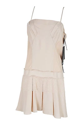 Mini vestido EDUN blush rosa seda com acabamento em renda (M | Reino Unido 10 | EUA 6) - Imagem 1 de 4