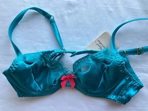 Agent Provocateur LAVELLE BH 32A in TÜRKIS SEIDE - Neu mit Etikett - Bild 1 von 2