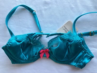 Sujetador Agent Provocateur LAVELLE 32A en SEDA TURQUESA - NUEVO CON ETIQUETAS Foto 1 de 2