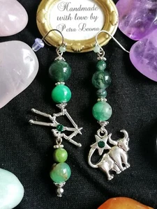 Ohrringe MOOSACHAT + CHRYSOPRAS Geburtsstein MAI Sternzeichen Bild STIER Schmuck - Bild 1 von 11