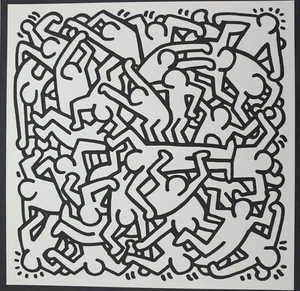 Litografía firmada por Keith Haring, Humanity 1989 - Imagen 1 de 3