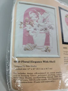 The Creative Circle 1987 Stickpackung Floral Elegance mit Muschel #0850 USA Neu - Bild 1 von 3